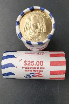 2007 P James Madison Presidential Dollar US Mint BU Roll 25 Coins Uncirculated