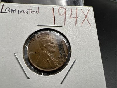 194x 1C Lincoln Wheat Cent Major Planchet Lamination Error VF Circ