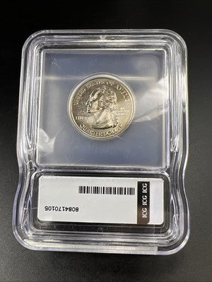 2007 P 25c Wyoming Quarter Coin Struck Thru Grease Error ICG BU #105
