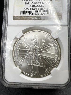 2011 Matte Britannia 1 Oz Silver Coin 1 of 2337 Struck Limited Edition NGC