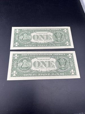 2 Consecutive 2013 $1 FRN Federal Reserve Notes Choice UNC #869