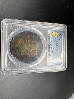 1974 S $1 Ike Eisenhower Silver Dollar Coin Neat Toning Toner PCGS UNC Details