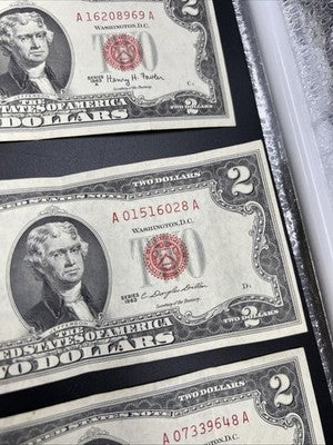 Lot of 7 1963  1953 $2 USN Red Seal Notes VF Very Fine Bills #516