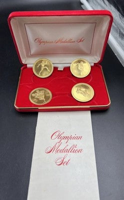 4 Coin Olympian Medallion Set In Red Display Box