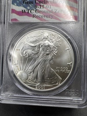 World Trade Center Recovery 2001 1 OZ ASE Ground Zero Silver Eagle PCGS Gem SK#C