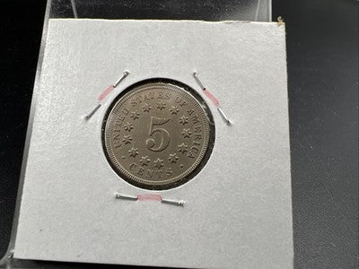 1868 5c Shield Nickel Coin Major Lamination Error Obverse AU About UNC