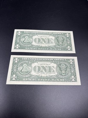 Lot of 2 2003 US $1 FRN UNC Details Bush Kerry Portrait Overlay 2004 Election