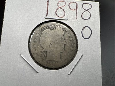 1898 O 25c Barber Silver Quarter Coin Very Circulated SKU#A