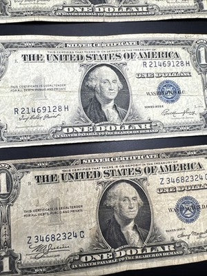 Lot of 10 1935 $1 One Dollar Silver Certificate Blue Seal Notes G / VG Circ #887