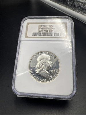 1953 P 50c Franklin Silver Half Dollar Coin NGC PF64 Cameo #001