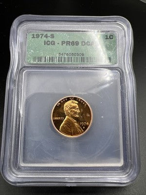 1974 S 1c Lincoln Memorial Cent Penny ICG PR69 DCAM #309