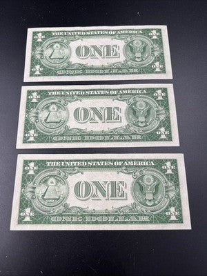 3 Consecutive 1935 C $1 US Silver Certificates CH AU About UNC #430