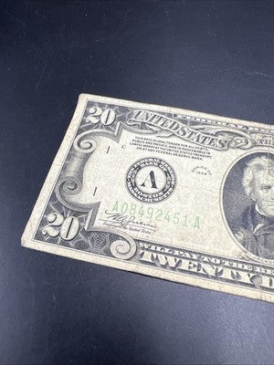1934 $20 FRN Federal Reserve Note Green Seal VG Very Good Circ #451