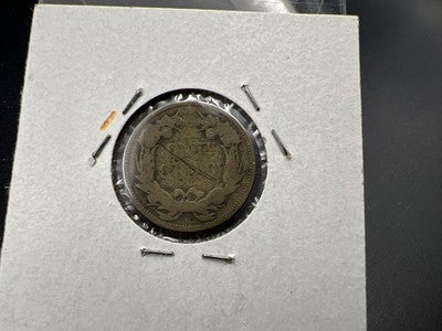 1857 1c Flying Eagle Cent Penny Coin AG Details Very Circulated Rev Damage SK#A