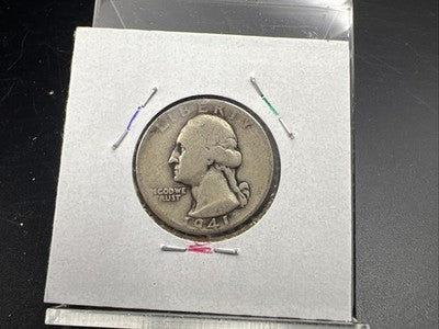 1941 25c Washington Silver Quarter Coin DDR Double Die Reverse AG #A
