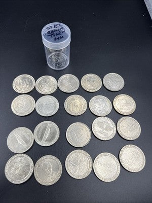 Lot of 20 $1 Casino Dollar Gaming Tokens Metal Circulated Conditions SKU#Mne