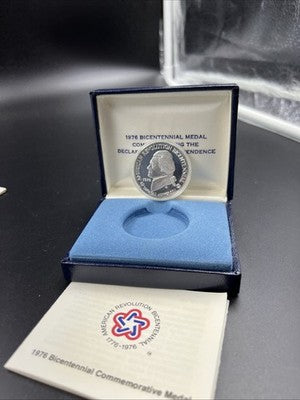 US 1776 - 1976 Bicentennial Thomas Jefferson Sterling Silver Medal w/ Box COA