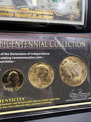 Bicentennial Enhanced Coin Collection 1976 25c 50c $1 Ike & 2013 $2 FRN Note