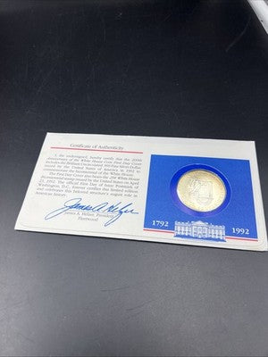 1992 White House Commemorative 90% Silver Dollar Coin in FDOI Stamp Pack