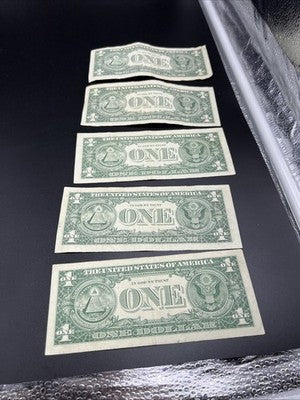 Lot of 5 1963 B $1 Barr FRN Federal Reserve Notes One Dollar Bills VG + #660