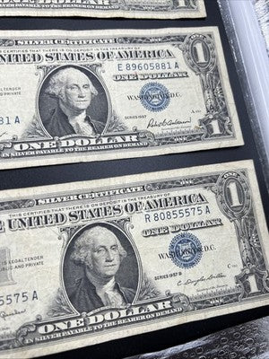 Lot of 10 VERY CIRC 1957 1935 $1 Dollar Silver Certificate Blue Seal Notes #96
