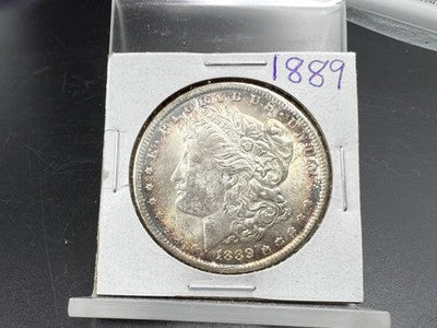 1889 P $1 Morgan Silver Dollar Coin CH BU Unc Neat Toning Toner