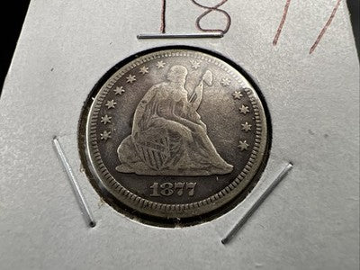 1877 P 25c Liberty Seated Quarter Coin VF Very Fine Circulated