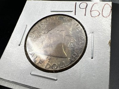 1960 P Franklin Half Dollar Silver Coin Choice BU UNC Neat Toning Reverse #B