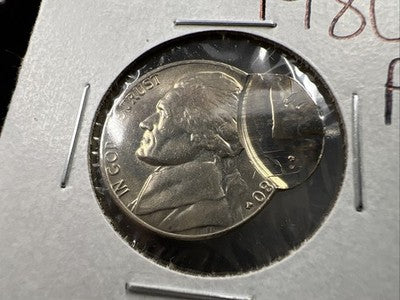 1980 P 5c Jefferson Nickel Coin Double Struck Major Error UNC