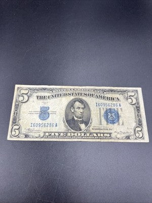 1934 A $5 Five Dollar Silver Certificate Choice VG Very Good Circ