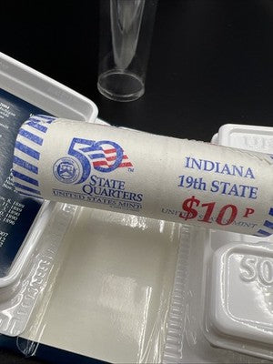 US Mint Certified 2002 P Indiana State Statehood Quarter Roll BU UNC