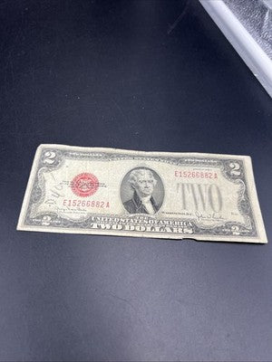 1928 G $2 Two Dollar Legal Tender United States Red Seal Note G / VG Circ #6688