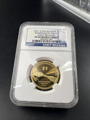 2011 S Sacagawea Wampanoag Treaty Native Brass Dollar Coin NGC PF69 UCAM #007