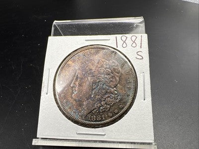1881 S $1 Morgan Silver Dollar Coin CH BU Unc PQ Toning Toner