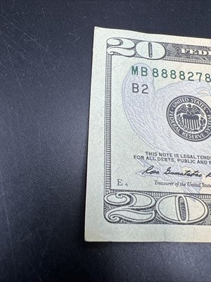 2013 $20 FRN Federal Reserve Note AU About UNC Circ Neat Serial # 88882784