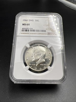 1966 50c Kennedy 40% Silver Half Dollar Coin NGC MS68 #078
