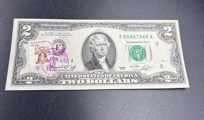 Atlanta Postal 1976 $2 Bicentennial Two Dollar Bill FRN Note CH UNC #860