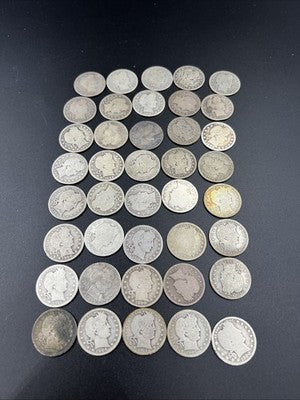 Barber Quarters 90% Silver Coin Quarter Roll $10 Face Value 40 Coins AG/G SKU#3Z