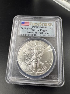 2015 W 1 Oz American Silver Eagle Coin PCGS MS69 First Strike #735
