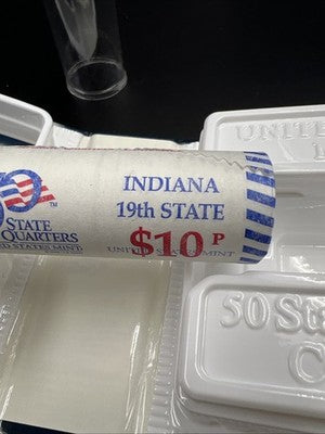 US Mint Certified 2002 P Indiana State Statehood Quarter Roll BU UNC
