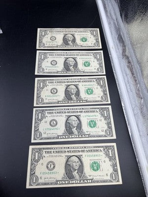 Lot of 5 2017 * Star FRN Federal Reserve Notes VG + Circ Conditions #903