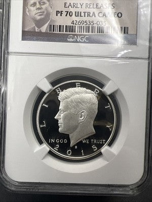 2015 S 50c Kennedy Silver Half Dollar Coin NGC PF70 UCAM #035 Early Releases