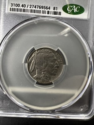 1937 P 5c Buffalo Nickel Coin CAC XF40 Extra Fine Circulated Certified