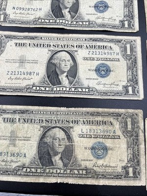 Lot of 10 VERY CIRC 1957 1935 $1 Dollar Silver Certificate Blue Seal Notes #90