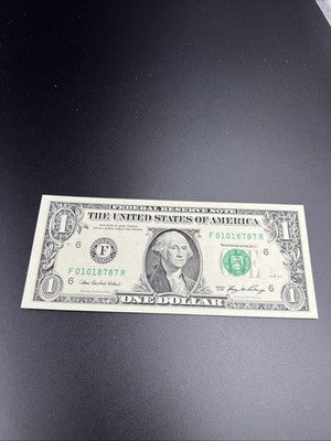 2006 $1 FRN Federal Reserve Note Neat Serial #01018787 CH UNC