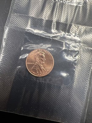 Blank Cent Error 1c Coin & 2009 D 1c BU 2 Coin Set in Sample Cello