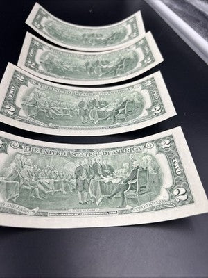 Lot of 4 2003 A $2 FRN US State Colorized Bills Michigan Illinois North Dakota +