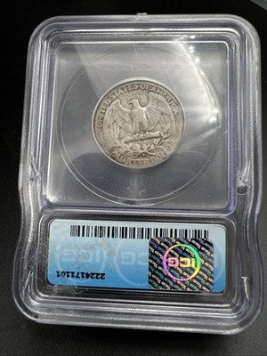 1932 D 25c Washington Silver Quarter Coin ICG VG8 Very Good Certified