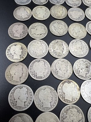 Barber Quarters 90% Silver Coin Quarter Roll $10 Face Value 40 Coins AG/G SKU#4X