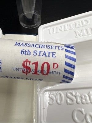 US Mint Certified 2000 D Massachusetts State Statehood Quarter Roll BU UNC